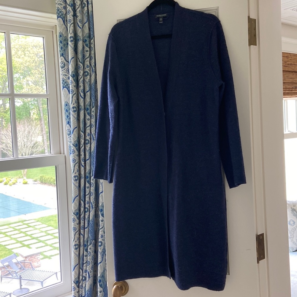 Eileen Fisher blue, long sweater. Size petite - medium